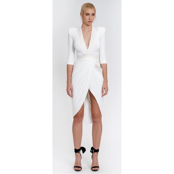 Zhivago Eye of Horus Long Sleeve White Midi Dress Size 4 - Picture 2 of 12